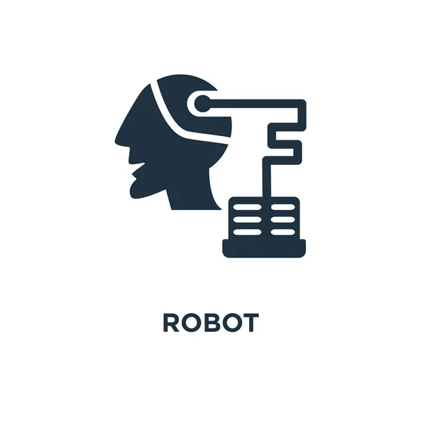 Robot Icon Black Filled Vector Illustration Robot Symbol White Background — Stock Vector