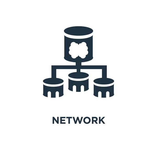 ネットワーク アイコン ブラックは ベクター グラフィックを充填しました 白い背景の上のネットワークのシンボル Web およびモバイル使うことが — ストックベクタ