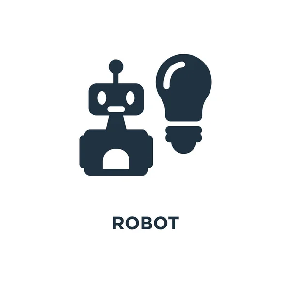 Robot Ikonen Svart Fyllt Vektorillustration Robot Symbol Vit Bakgrund Kan — Stock vektor