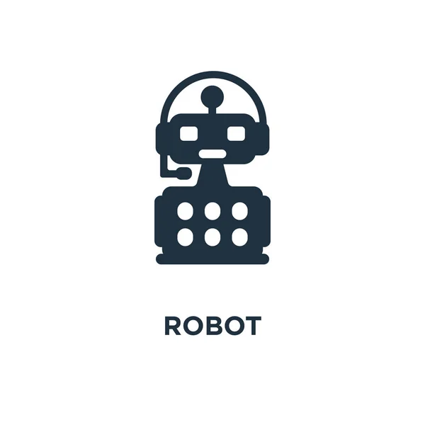 Robot Pictogram Zwarte Gevuld Vectorillustratie Robot Symbool Witte Achtergrond Kan — Stockvector