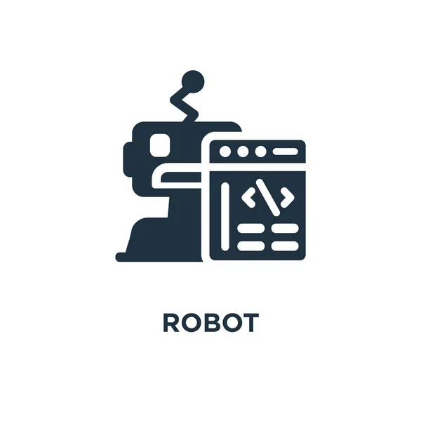 Robot Pictogram Zwarte Gevuld Vectorillustratie Robot Symbool Witte Achtergrond Kan — Stockvector