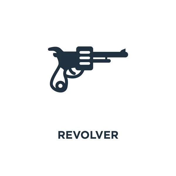 Revolver Ikonra Fekete Töltött Vektoros Illusztráció Revolver Szimbólum Fehér Háttérrel — Stock Vector