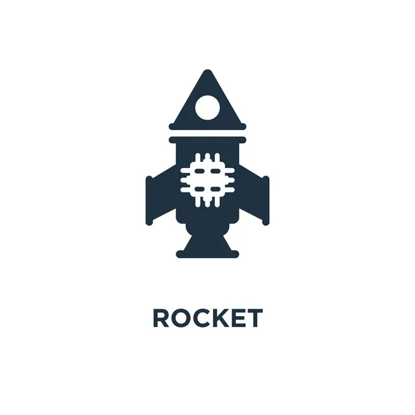 Icono Cohete Ilustración Vectorial Negra Símbolo Cohete Sobre Fondo Blanco — Vector de stock
