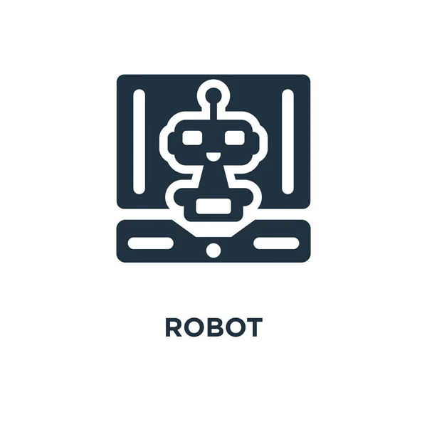 Robot Icon Black Filled Vector Illustration Robot Symbol White Background — Stock Vector