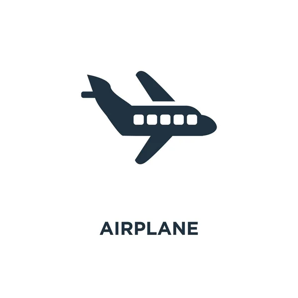 Het Pictogram Van Het Vliegtuig Zwarte Gevuld Vectorillustratie Vliegtuig Symbool — Stockvector