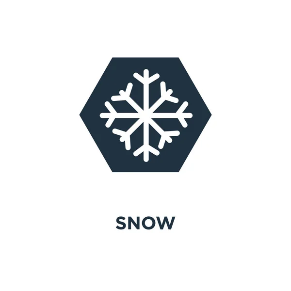 Sneeuw Pictogram Zwarte Gevuld Vectorillustratie Sneeuw Symbool Witte Achtergrond Kan — Stockvector