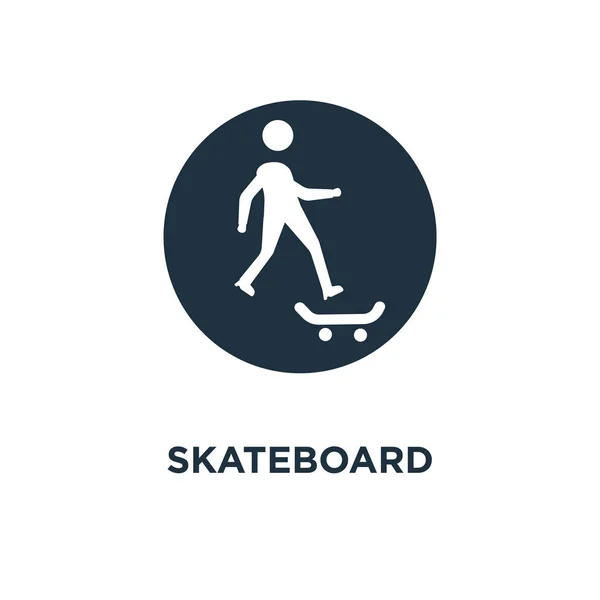 Skateboard Pictogram Zwarte Gevuld Vectorillustratie Skateboard Symbool Witte Achtergrond Kan — Stockvector