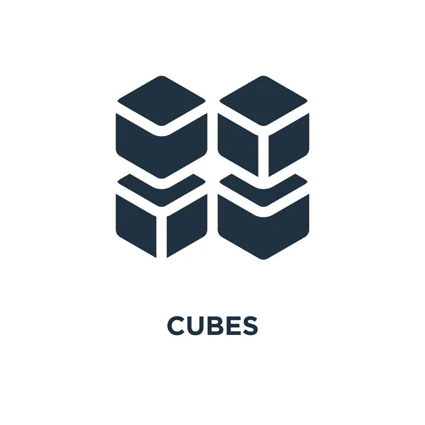 Icono Cubos Ilustración Vectorial Negra Símbolo Cubos Sobre Fondo Blanco — Vector de stock