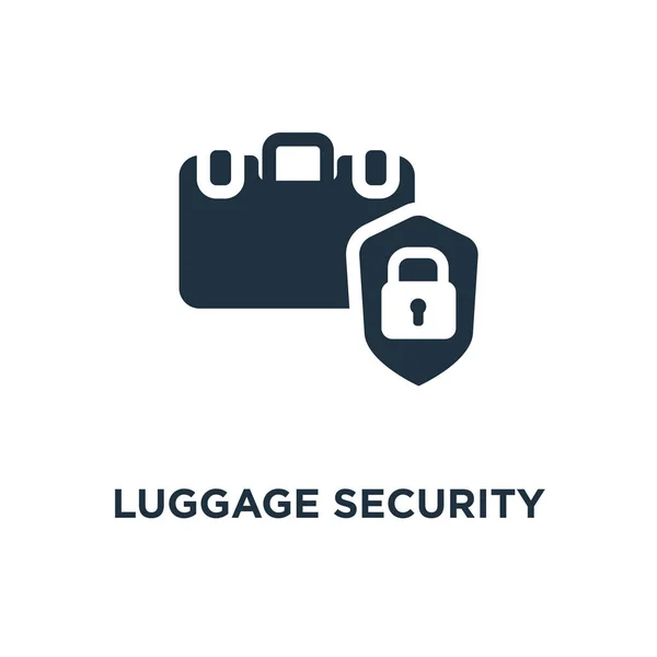 Bagage Security Ikonen Svart Fyllt Vektorillustration Bagage Säkerhet Symbol Vit — Stock vektor