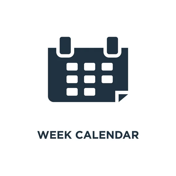 Значок Календарь Недели Черная Заполненная Векторная Иллюстрация Символ Календарь Недели — стоковый вектор
