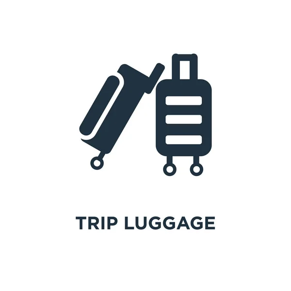 Trip Luggage Icon Black Filled Vector Illustration Trip Luggage Symbol — Stock Vector