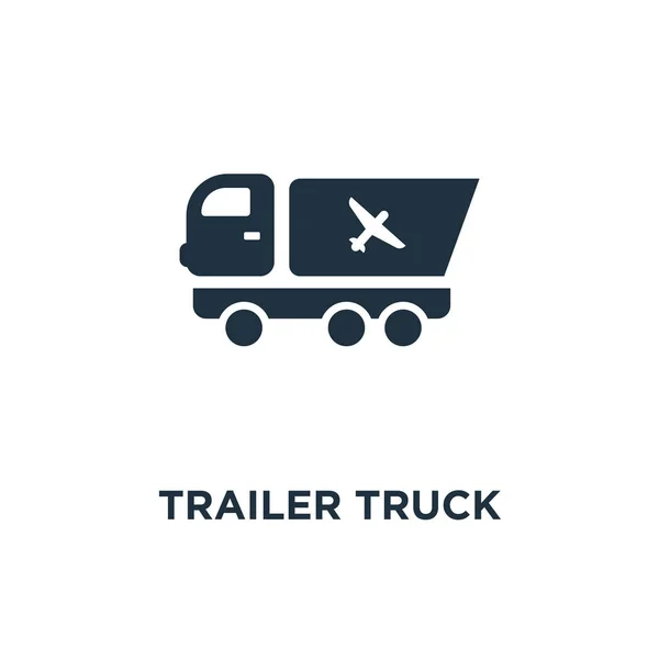 Trailer Truck Icon Black Filled Vector Illustration Trailer Truck Symbol — Stock Vector