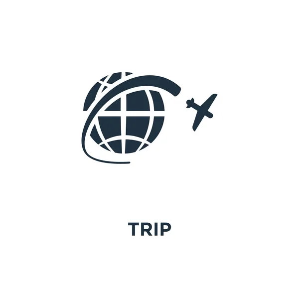 Значок Trip Sign Черная Заполненная Векторная Иллюстрация Знак Поездки Белом — стоковый вектор