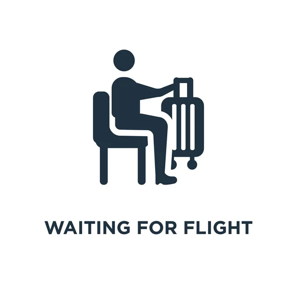 Ikona Oczekiwania Lot Black Wypełnione Ilustracji Wektorowych Czekając Lot Symbol — Wektor stockowy