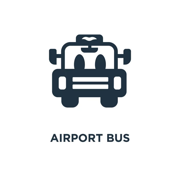 Pictogram Van Bus Airport Zwarte Gevuld Vectorillustratie Vliegveld Bus Symbool — Stockvector