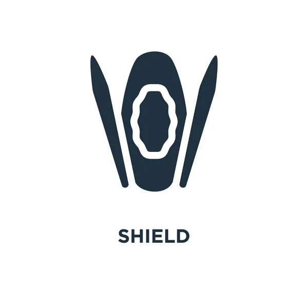 Ícone Escudo Ilustração Vetorial Cheia Preto Símbolo Escudo Fundo Branco — Vetor de Stock