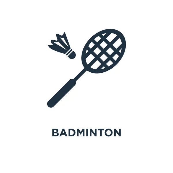 Значок Бадмінтону Чорні Заповнені Векторні Ілюстрації Символ Бадмінтону Білому Тлі — стоковий вектор