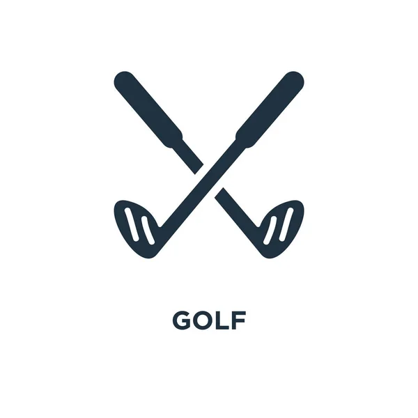 Golf Ikonen Svart Fyllt Vektorillustration Golf Symbol Vit Bakgrund Kan — Stock vektor