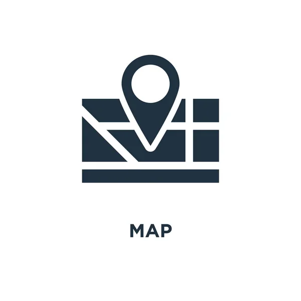 Значок Карты Черная Заполненная Векторная Иллюстрация Карта Символ Белом Фоне — стоковый вектор