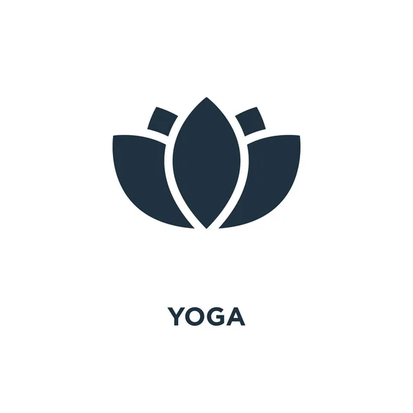 Yoga Ikonen Svart Fyllt Vektorillustration Yoga Symbol Vit Bakgrund Kan — Stock vektor