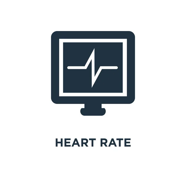 Icono Ritmo Cardíaco Ilustración Vectorial Negra Símbolo Ritmo Cardíaco Sobre — Archivo Imágenes Vectoriales