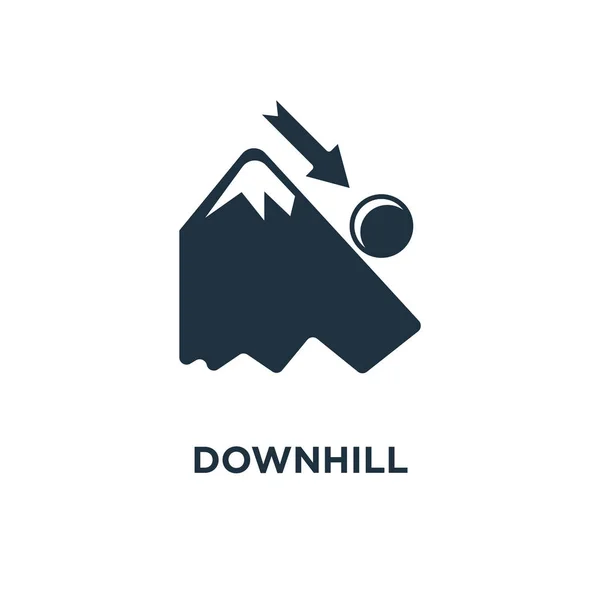 Downhill Pictogram Zwarte Gevuld Vectorillustratie Downhill Symbool Witte Achtergrond Kan — Stockvector