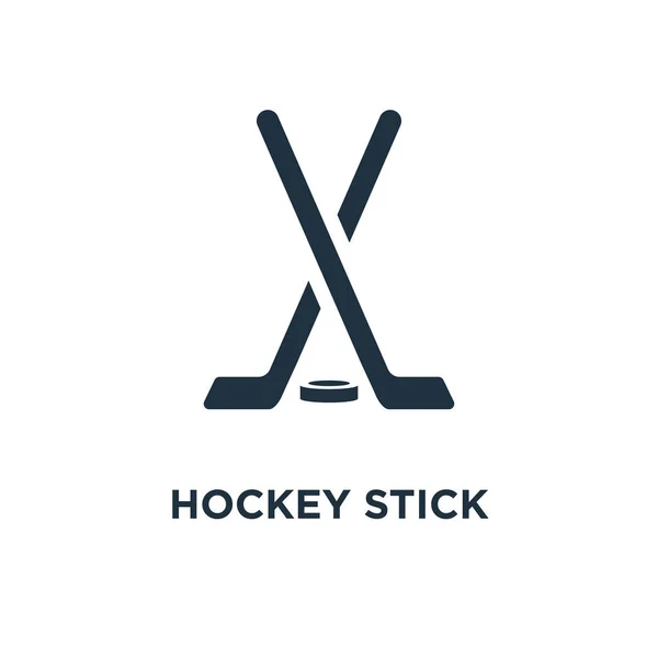 Eishockey Stick Ikone Schwarz Gefüllte Vektorabbildung Hockeystick Symbol Auf Weißem — Stockvektor