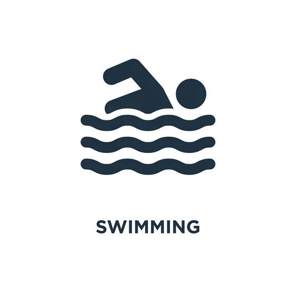 Ikona Pływanie Black Wypełnione Ilustracji Wektorowych Basen Symbol Białym Tle — Wektor stockowy