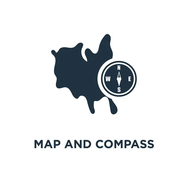 Map and compass orientation tools icon. Black filled vector illustration. Map and compass orientation tools symbol on white background. Can be used in web and mobile. — Stock Illustration Map Compass Orientation Tools Icon Black Filled Vector Illustration Map Stock Illustration