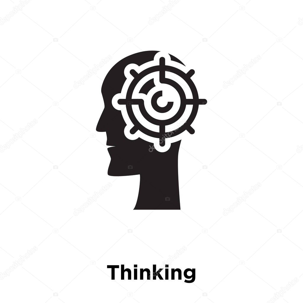 Thinking icon vector isolated on white background, logo concept of Thinking sign on transparent background, filled black symbol