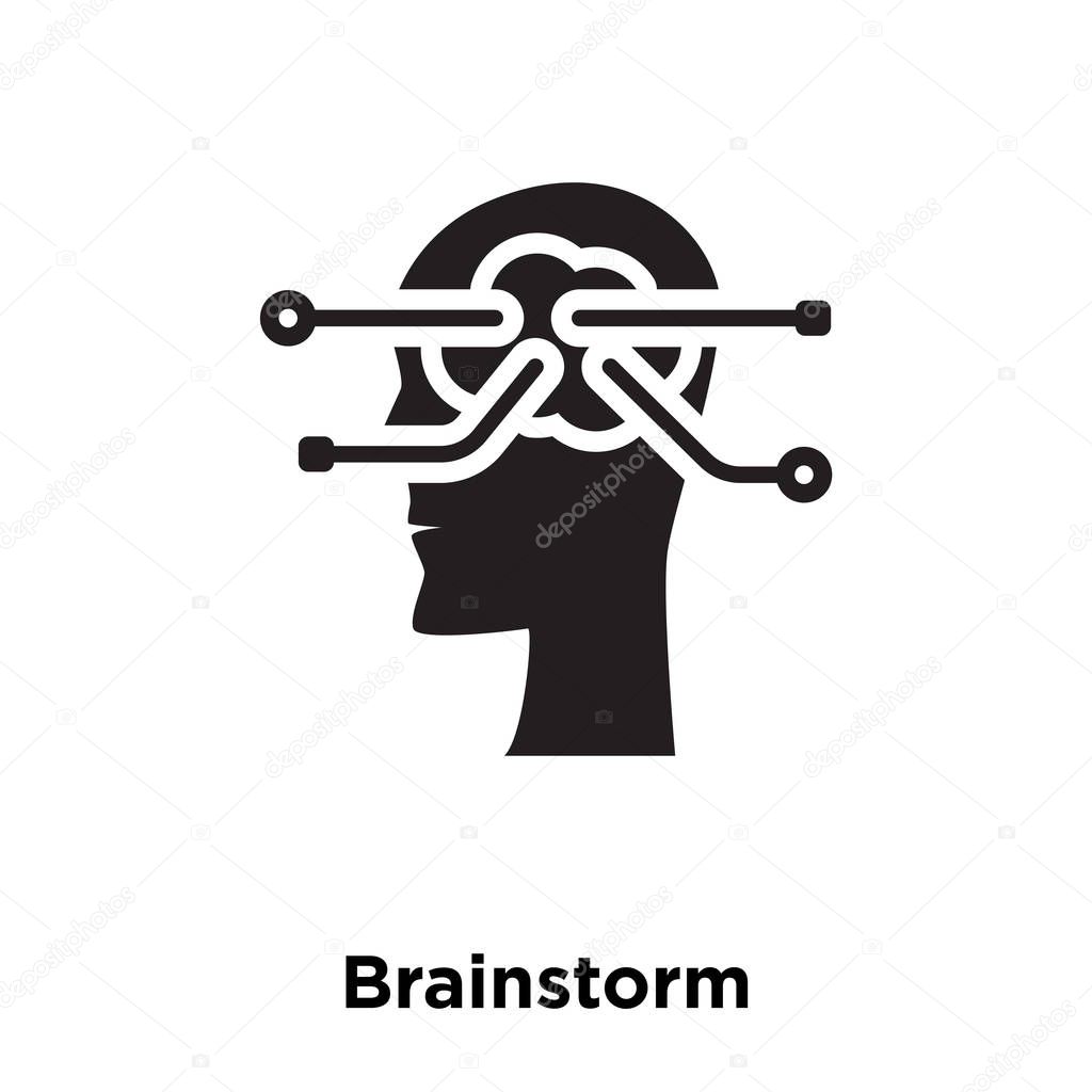 Brainstorm icon vector isolated on white background, logo concept of Brainstorm sign on transparent background, filled black symbol