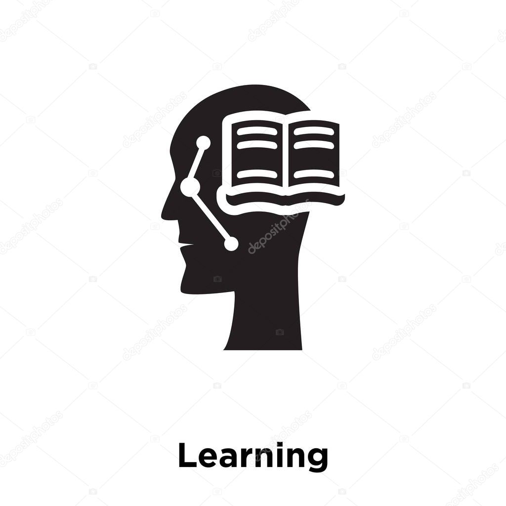 Learning icon vector isolated on white background, logo concept of Learning sign on transparent background, filled black symbol