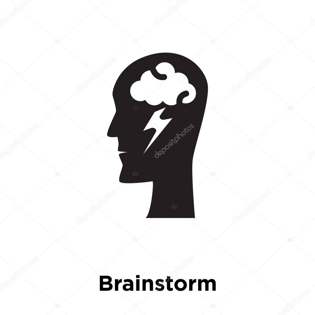Brainstorm icon vector isolated on white background, logo concept of Brainstorm sign on transparent background, filled black symbol