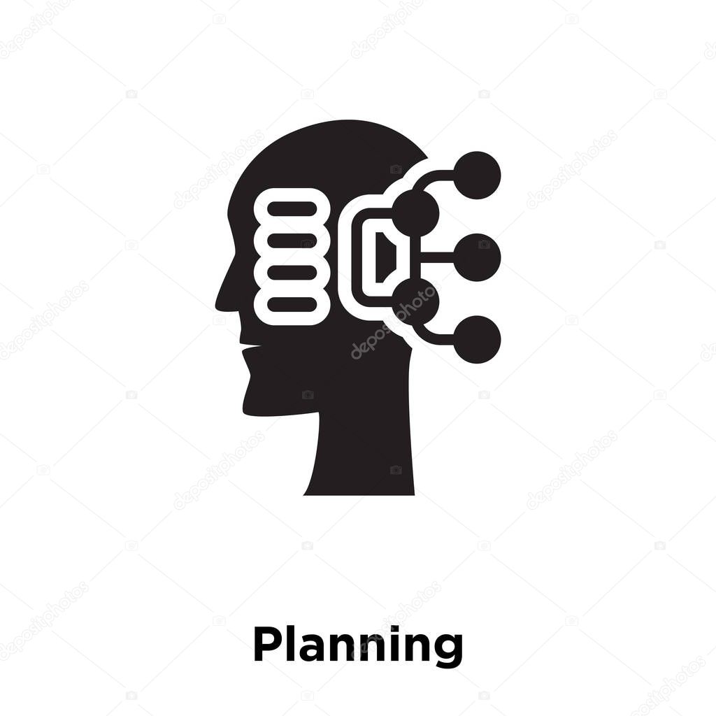 Planning icon vector isolated on white background, logo concept of Planning sign on transparent background, filled black symbol
