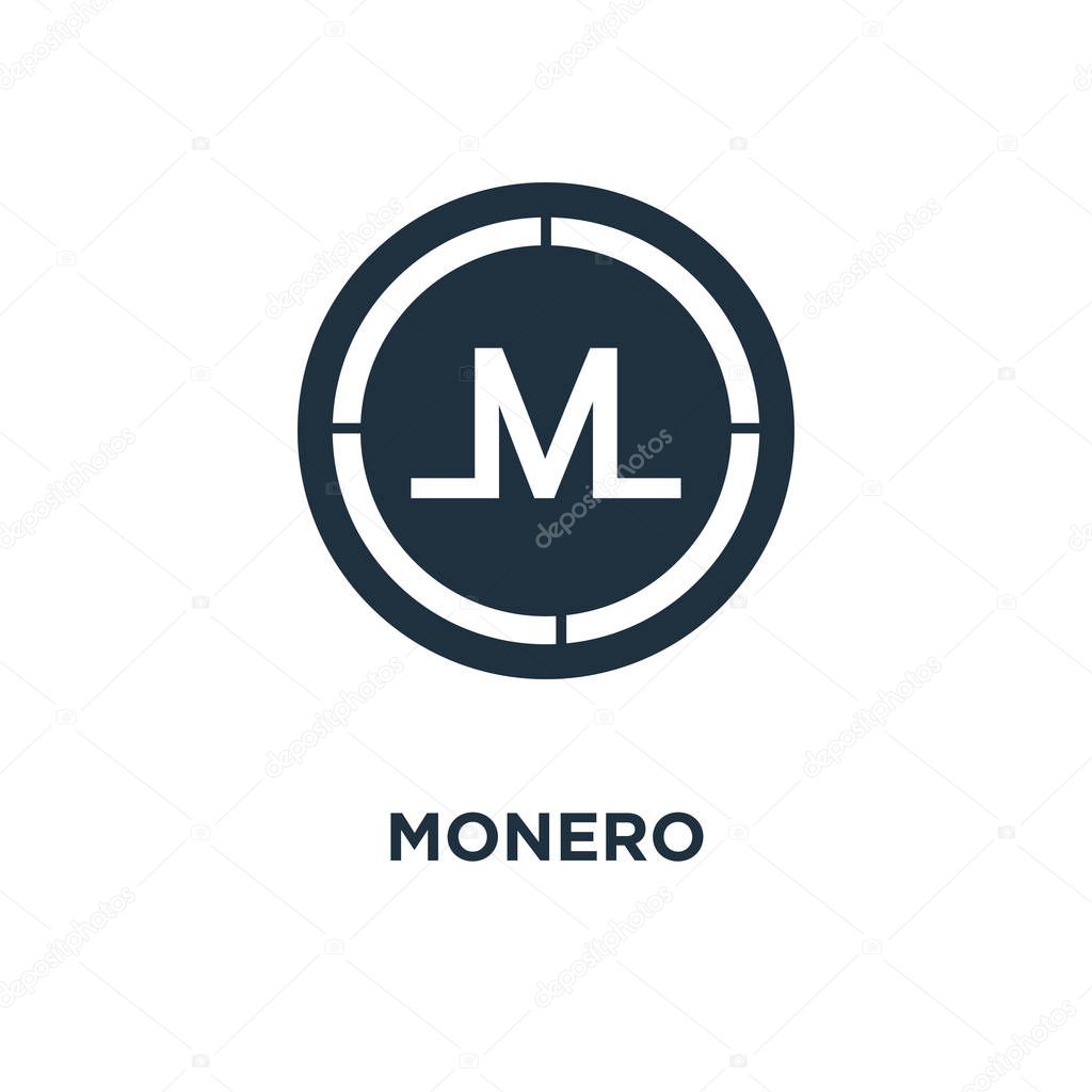 Monero icon. Black filled vector illustration. Monero symbol on white background. Can be used in web and mobile.
