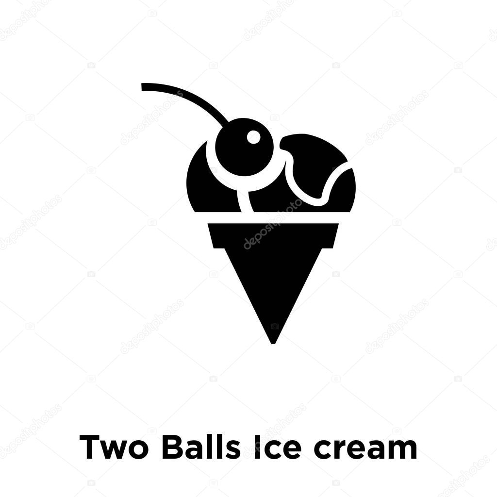 Two Balls Ice cream Cone icon vector isolated on white background, logo concept of Two Balls Ice cream Cone sign on transparent background, filled black symbol
