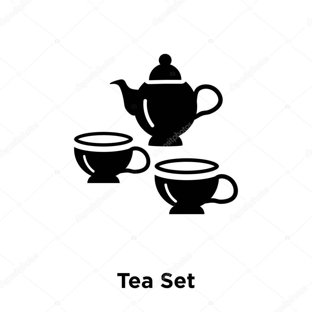Tea Set icon vector isolated on white background, logo concept of Tea Set sign on transparent background, filled black symbol
