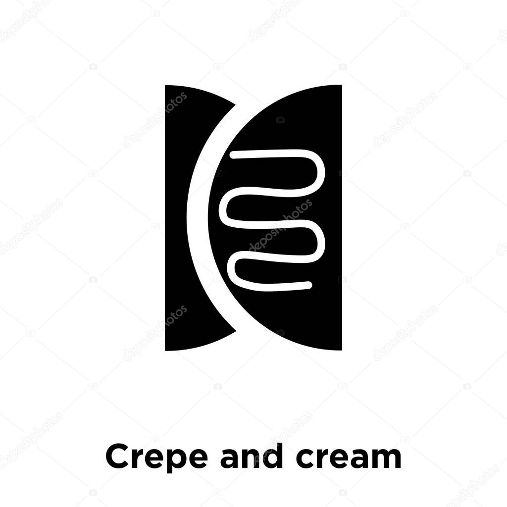 Crepe and cream icon vector isolated on white background, logo concept of Crepe and cream sign on transparent background, filled black symbol