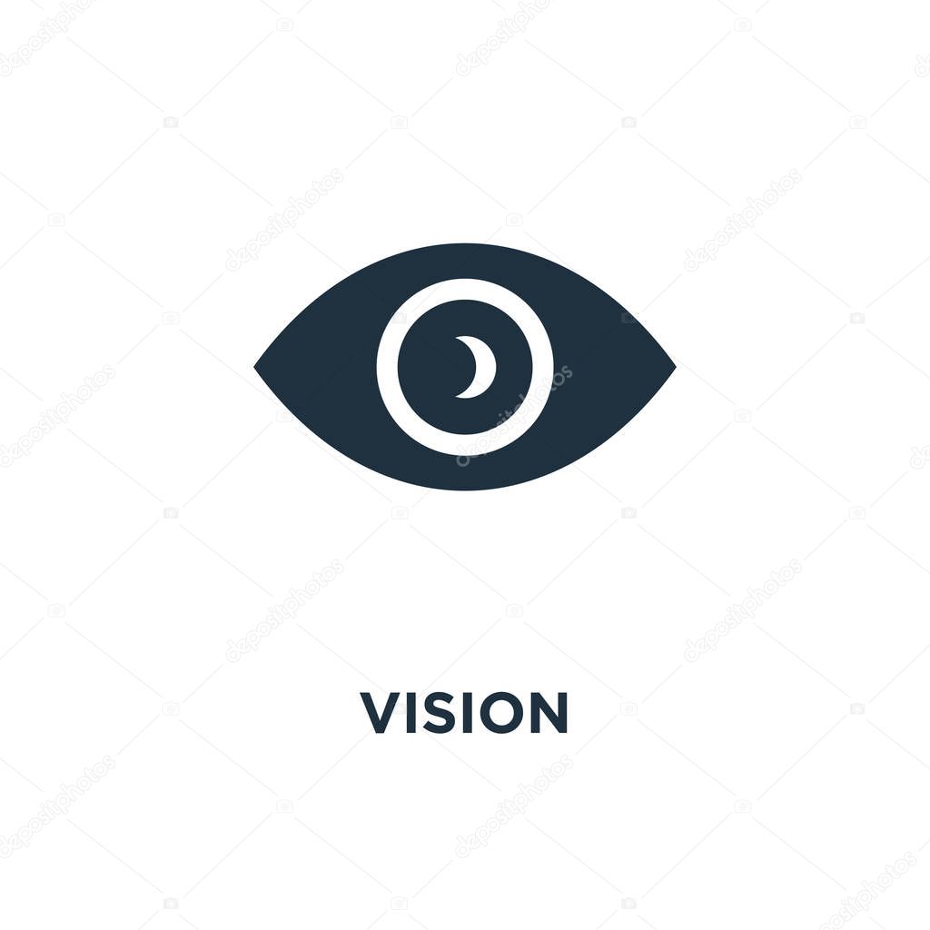 Vision icon. Black filled vector illustration. Vision symbol on white background. Can be used in web and mobile.