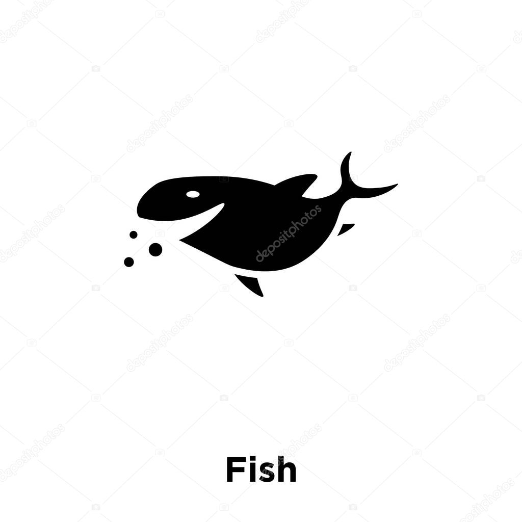 Fish icon vector isolated on white background, logo concept of Fish sign on transparent background, filled black symbol