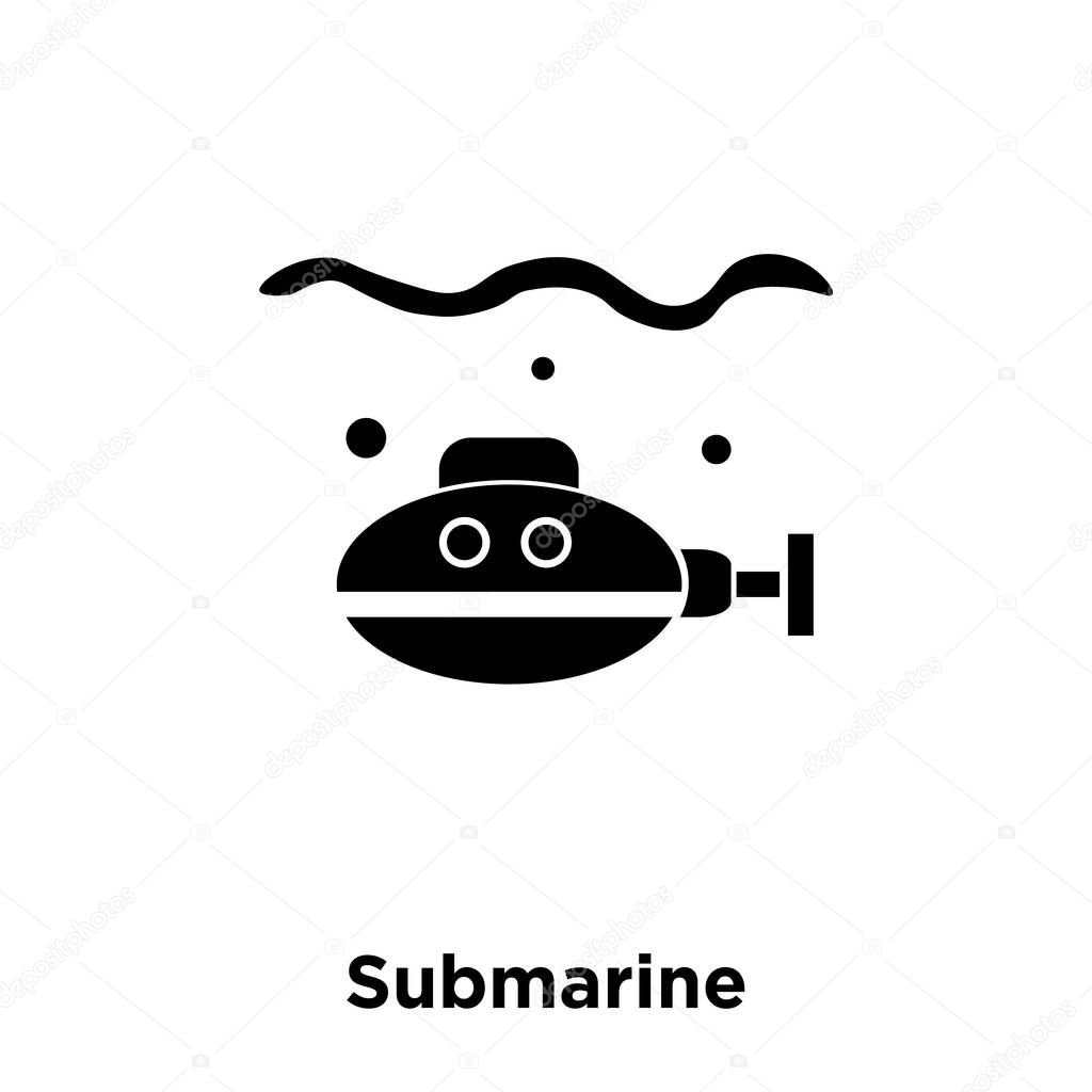 Submarine icon vector isolated on white background, logo concept of Submarine sign on transparent background, filled black symbol