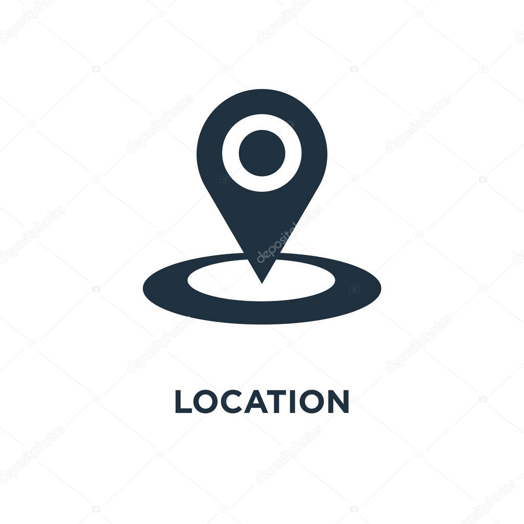 Location icon. Black filled vector illustration. Location symbol on white background. Can be used in web and mobile.