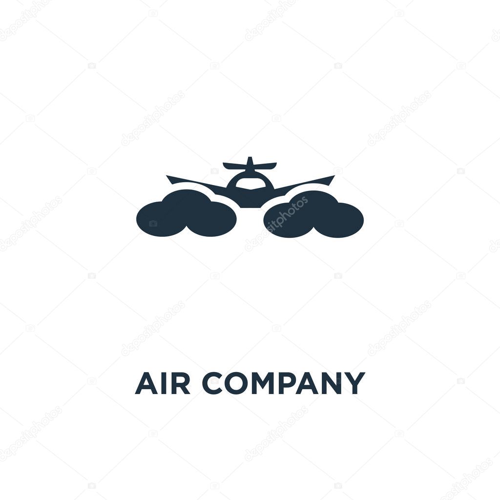 Air Company icon. Black filled vector illustration. Air Company symbol on white background. Can be used in web and mobile.