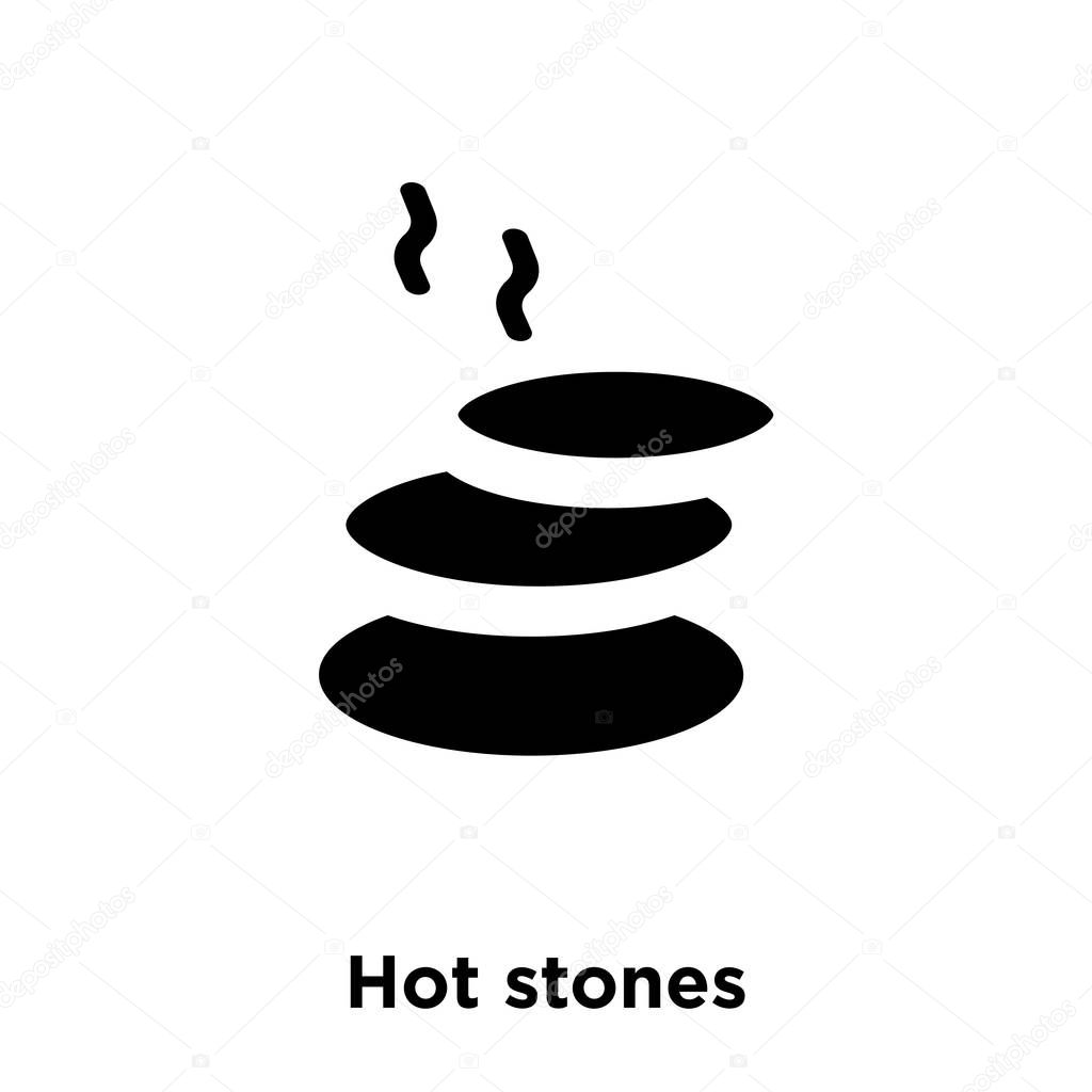 Hot stones icon vector isolated on white background, logo concept of Hot stones sign on transparent background, filled black symbol