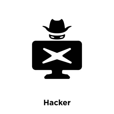 Beyaz arka plan, logo şeffaf arka plan, tabelada Hacker kavramı üzerinde izole kesmek simge vektör siyah sembol dolu