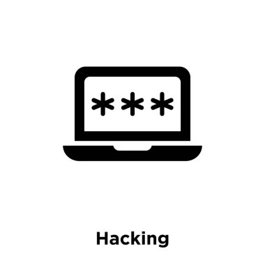 Beyaz arka plan üzerinde izole simge vektör Hack, Hacking tabelada şeffaf arka plan, logo kavramı dolu siyah sembolü