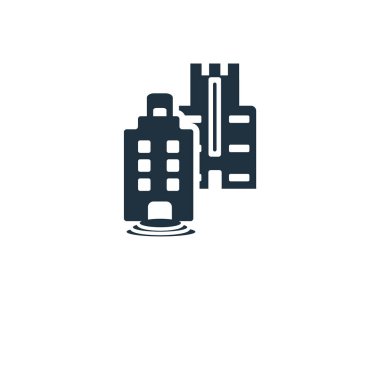 Manzarası simgesi. Siyah vektör çizim dolu. Beyaz arka plan manzarası sembolü. Web ve mobil kullanılabilir.