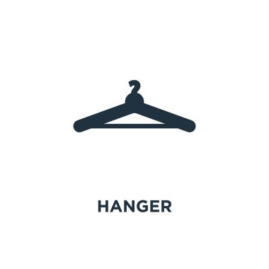 Askı simgesi. Siyah vektör çizim dolu. Beyaz arka plan askı sembolü. Web ve mobil kullanılabilir.