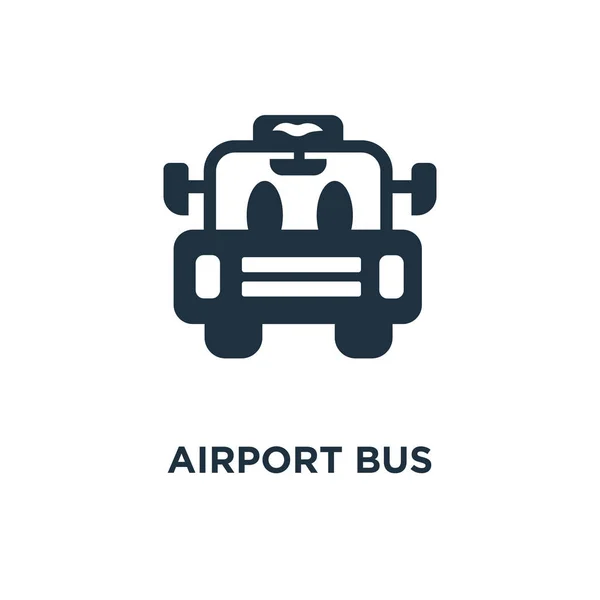 Havaalanı Otobüs Simgesi Siyah Vektör Çizim Dolu Havaalanı Otobüs Sembolü — Stok Vektör