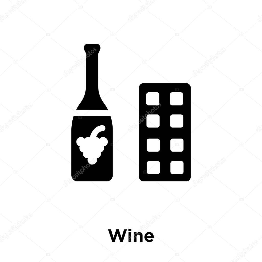 Wine icon vector isolated on white background, logo concept of Wine sign on transparent background, filled black symbol